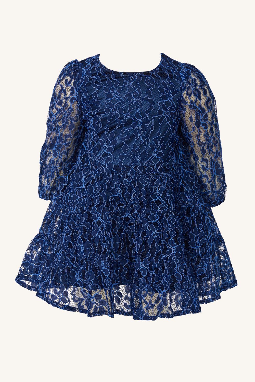 baby girl sienna tiered lace dress in colour BLACK IRIS
