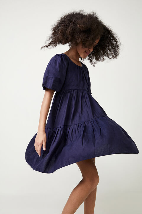 GIRLS TESSA TIERED DRESS in colour MARITIME BLUE