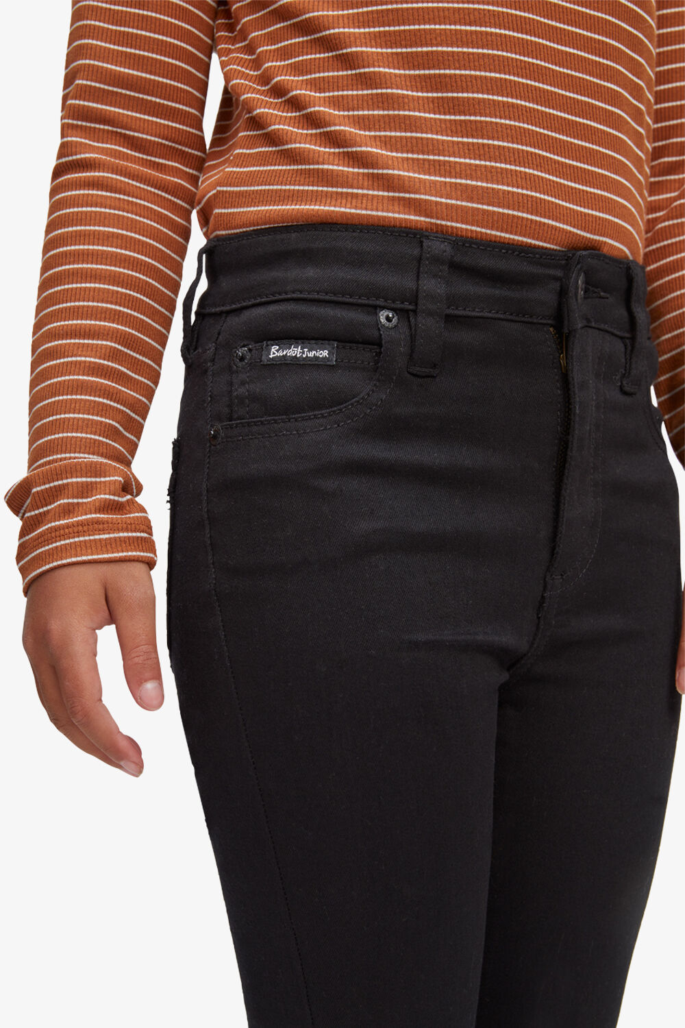 Girls Sienna Super High Jean In Black Bardot Junior
