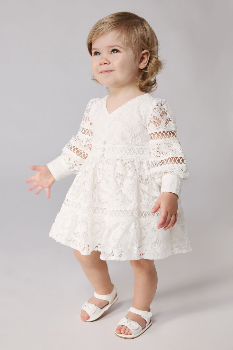 VENICE FLORAL LACE DRESS in colour Ivory