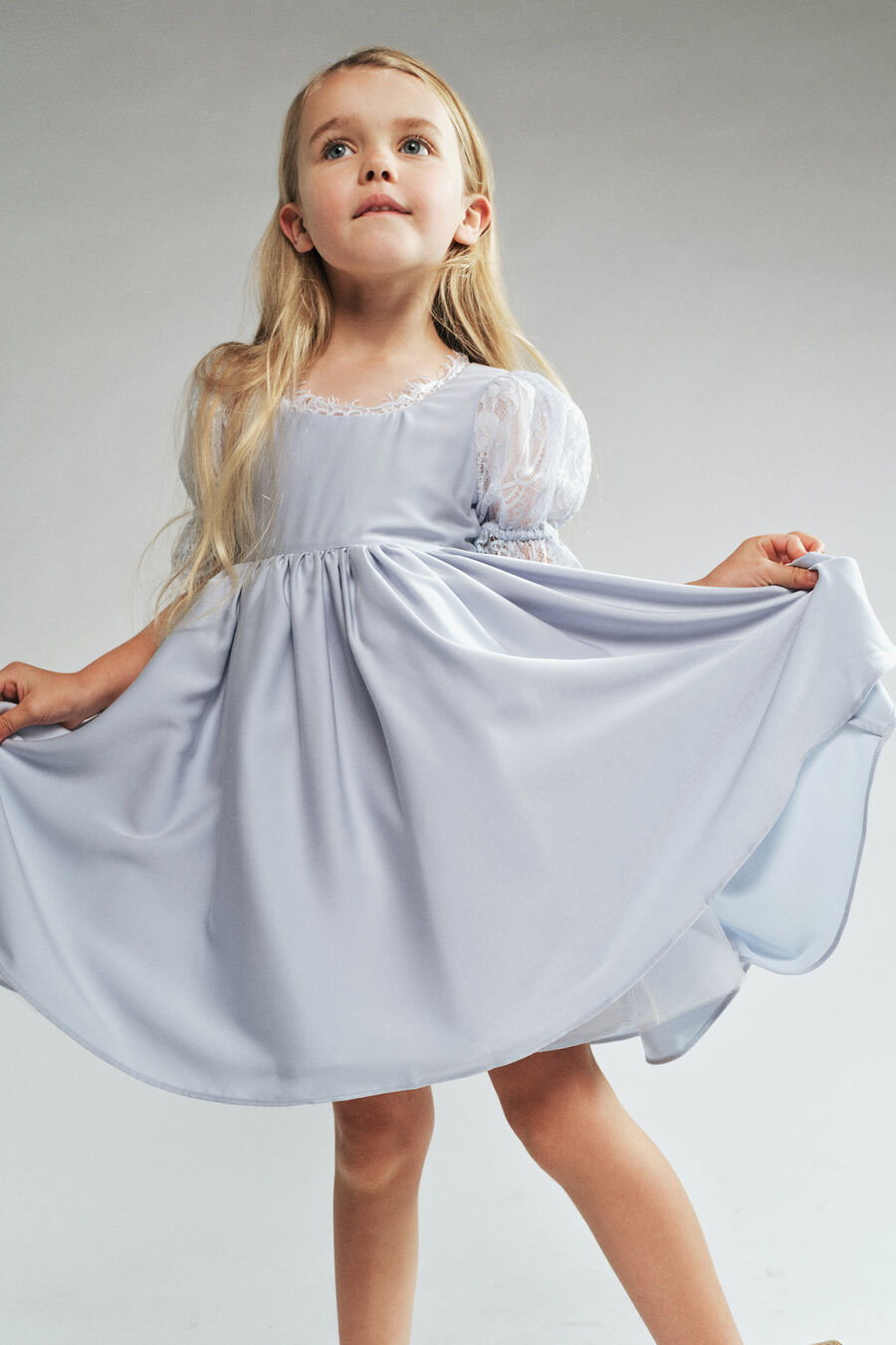 Girls Greta Satin Lace Dress