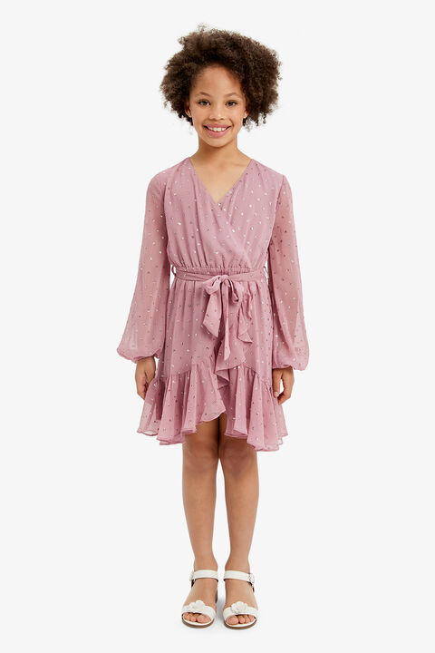 GIRLS CANDICE WRAP DRESS in colour SWEET LILAC