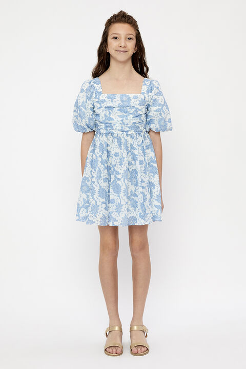 GIRLS VIVIEN FLORAL MINI DRESS in colour BABY BLUE
