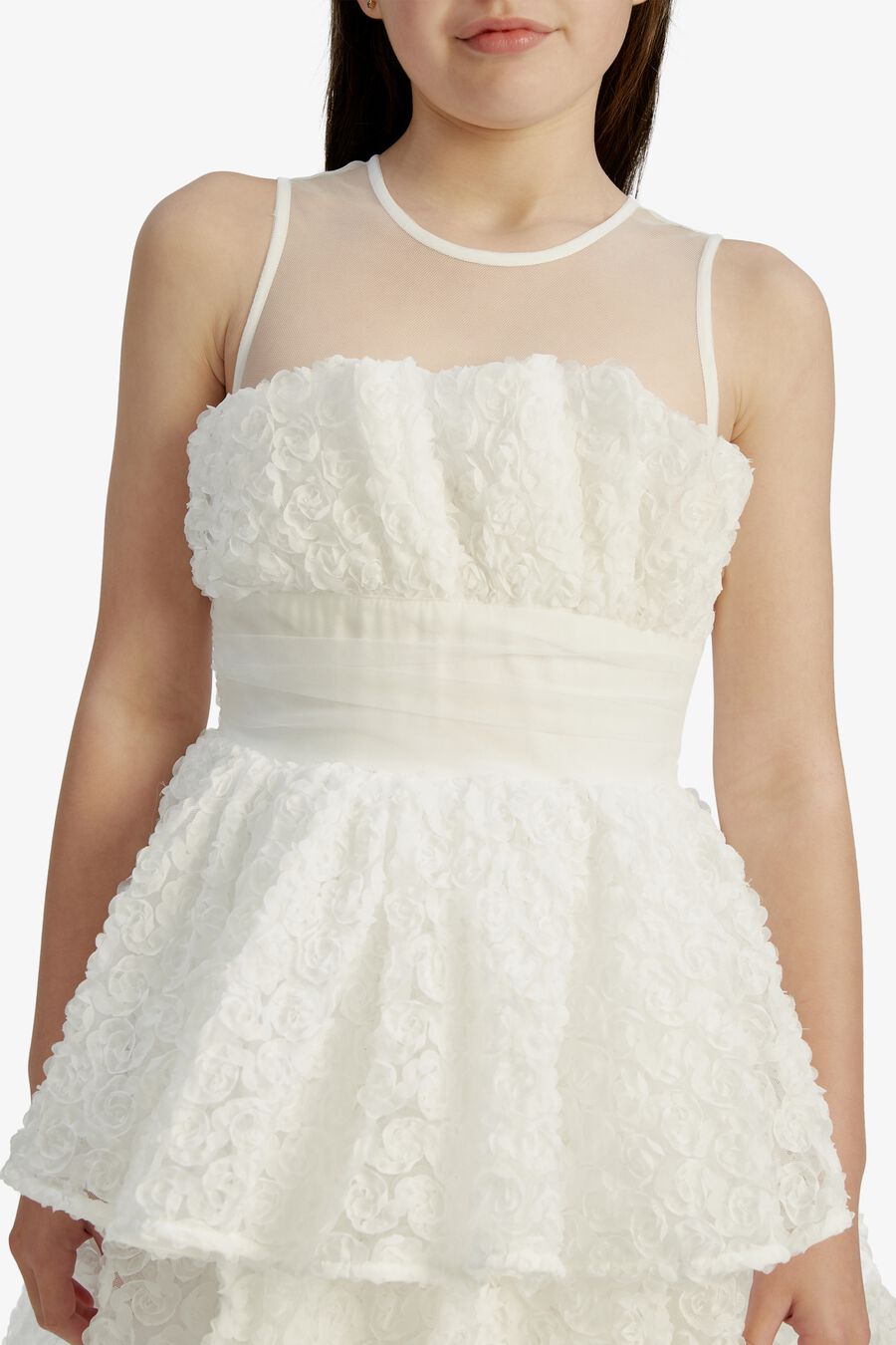 Girls Rosette Tulle Mini Dress