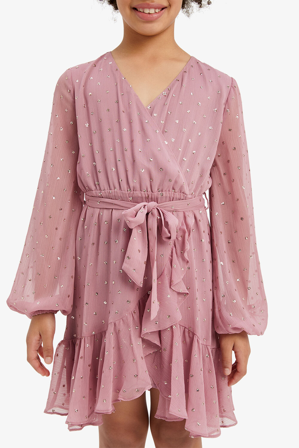GIRLS CANDICE WRAP DRESS in colour SWEET LILAC