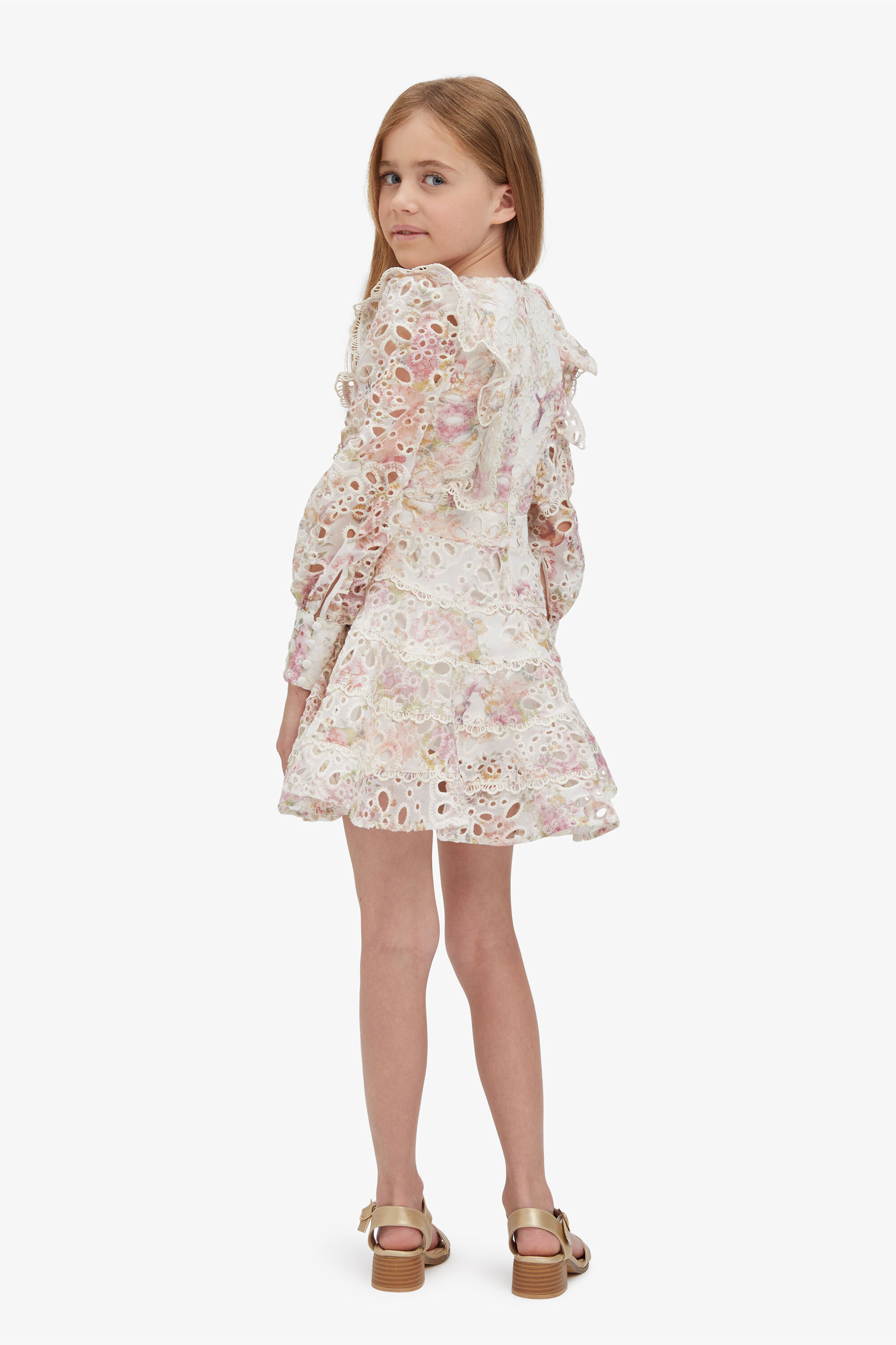 Girls Sammie Broderie Mini Dress In Autumn Floral Bardot Junior