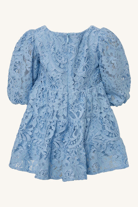 BABY GIRL ELLA LACE DRESS in colour DUSTY BLUE