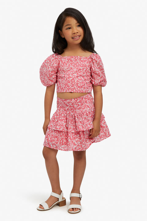 GIRLS AMELIA FLORAL TOP in colour PEACH WHIP