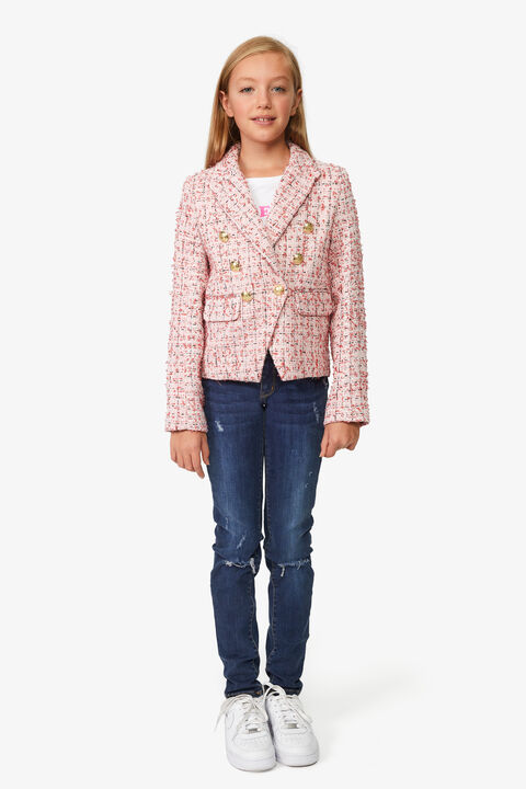 GIRLS ROMA BOUCLE BLAZER in colour MARY'S ROSE