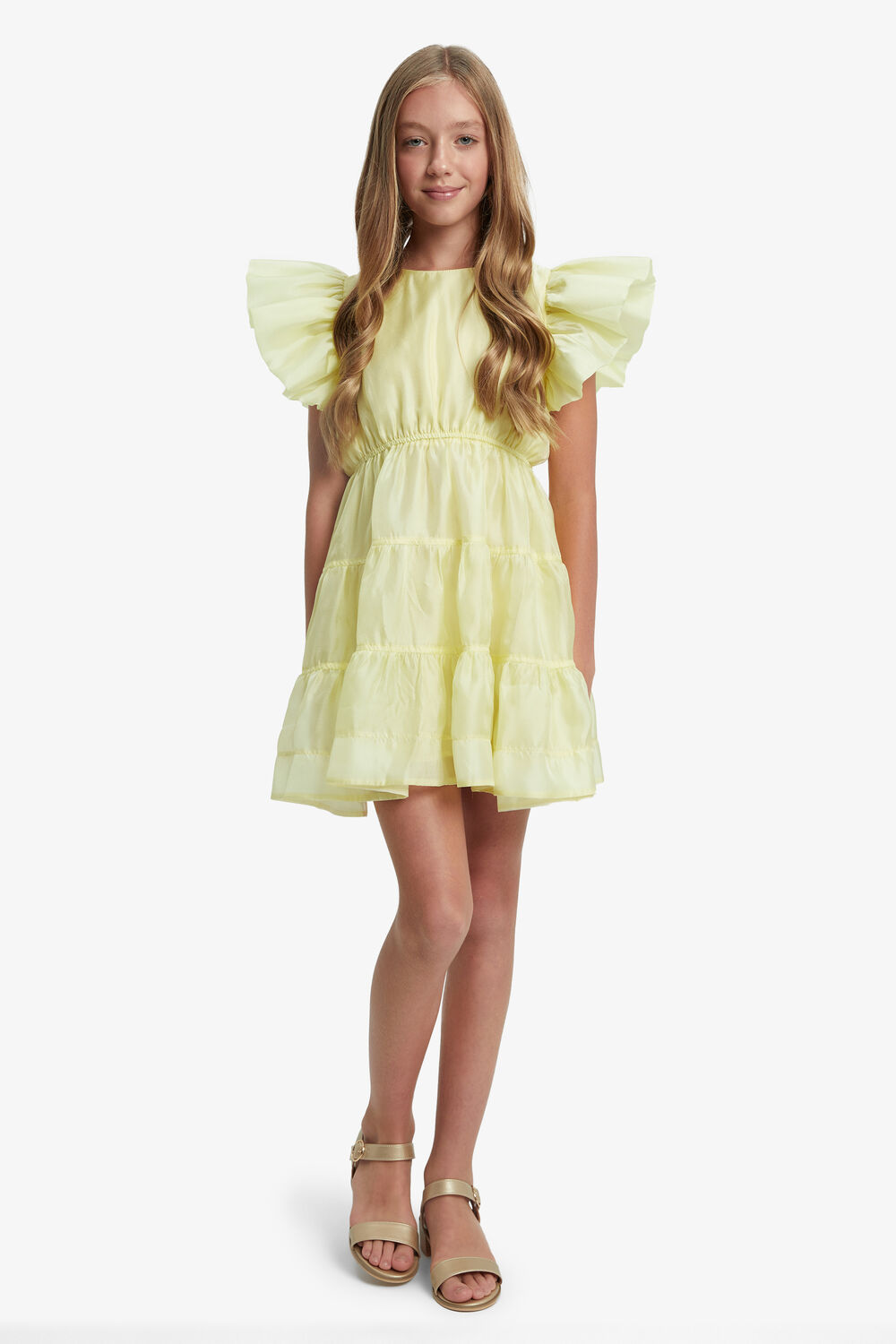 OSHIN ORGANZA DRESS in colour BUTTERCUP