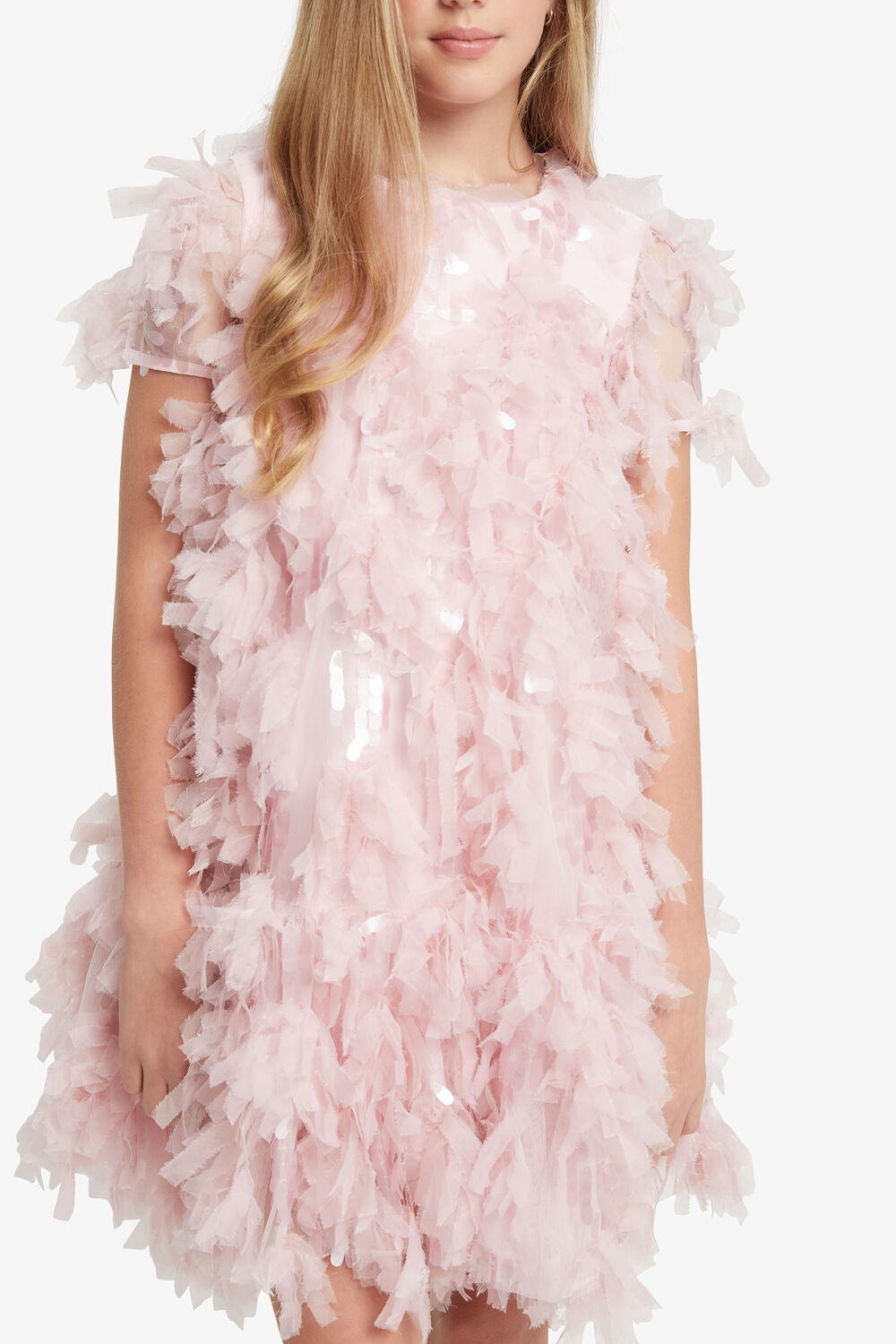 GIRLS MALLORY TIERED DRESS in colour PETAL PINK