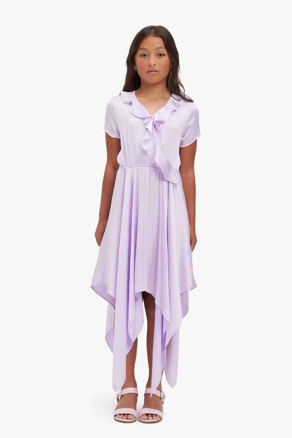 girls carter hanky dress in lilac in colour LILAC CHIFFON