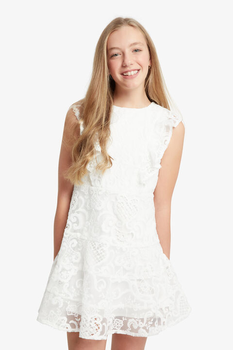 GIRLS SADIE LACE DRESS in colour CLOUD DANCER
