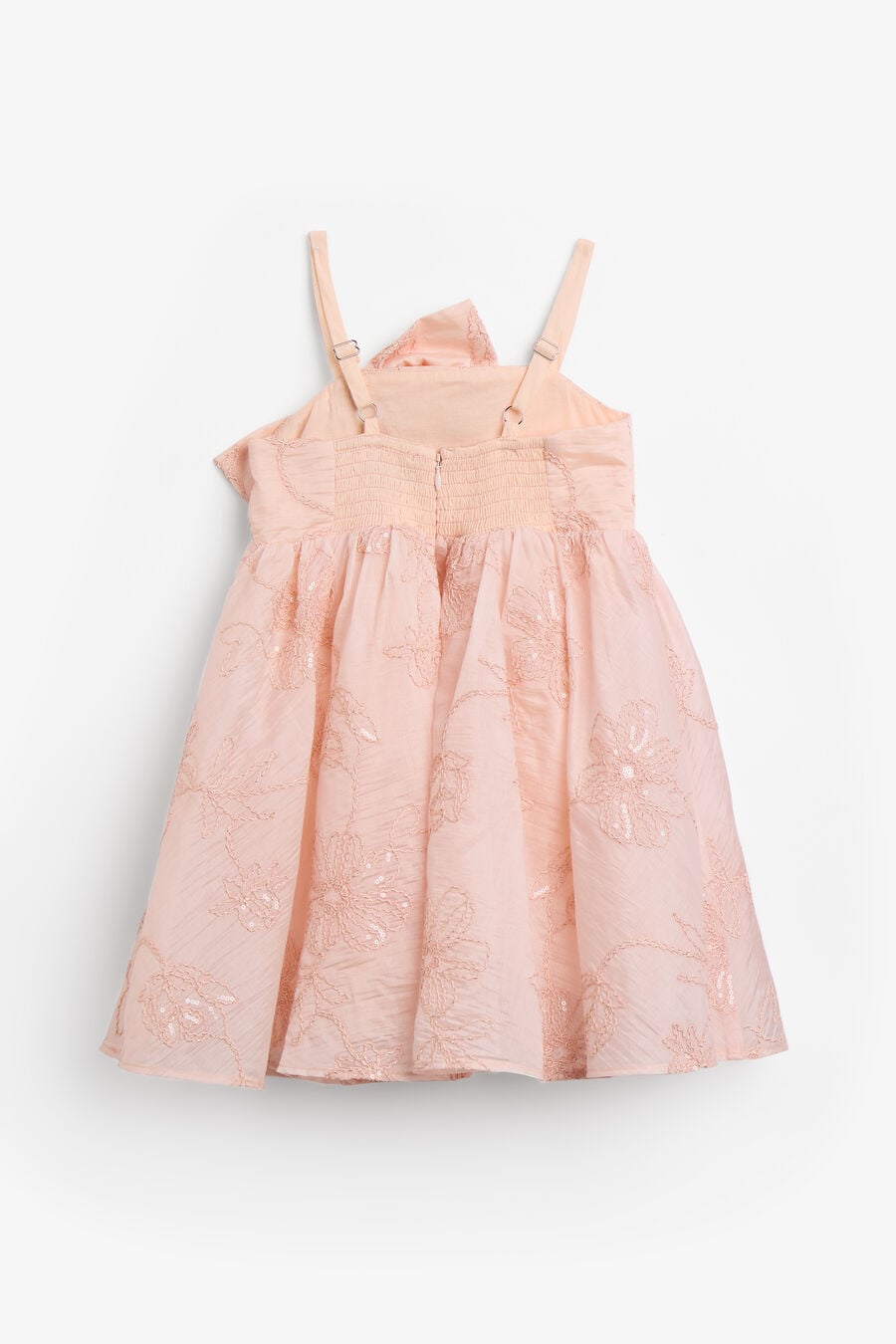 AMELIA EMBROIDERED MINI DRESS in colour Peach Blush