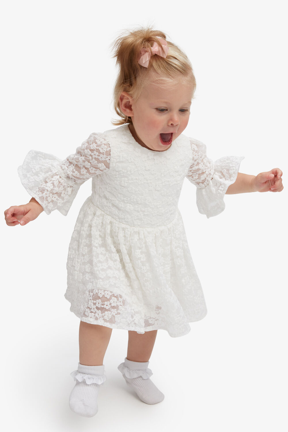 BABY GIRL ELOISE LACE DRESS in colour CLOUD DANCER