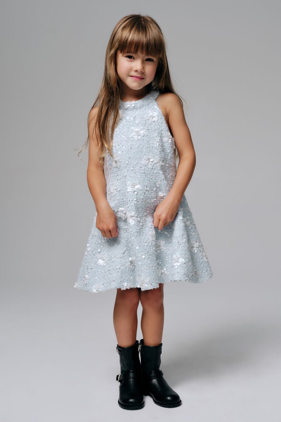 Girls Yve Sequin Boucle Mini Dress
