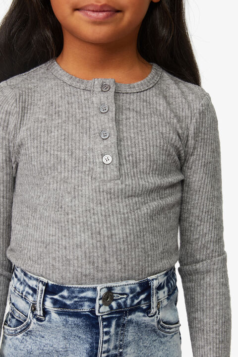 GIRLS KAIA RIB TOP in colour SMOKED PEARL