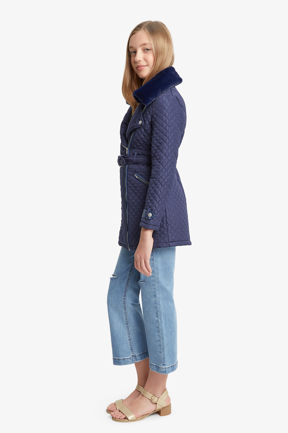 GRACE QUILTED COAT in colour BLACK IRIS