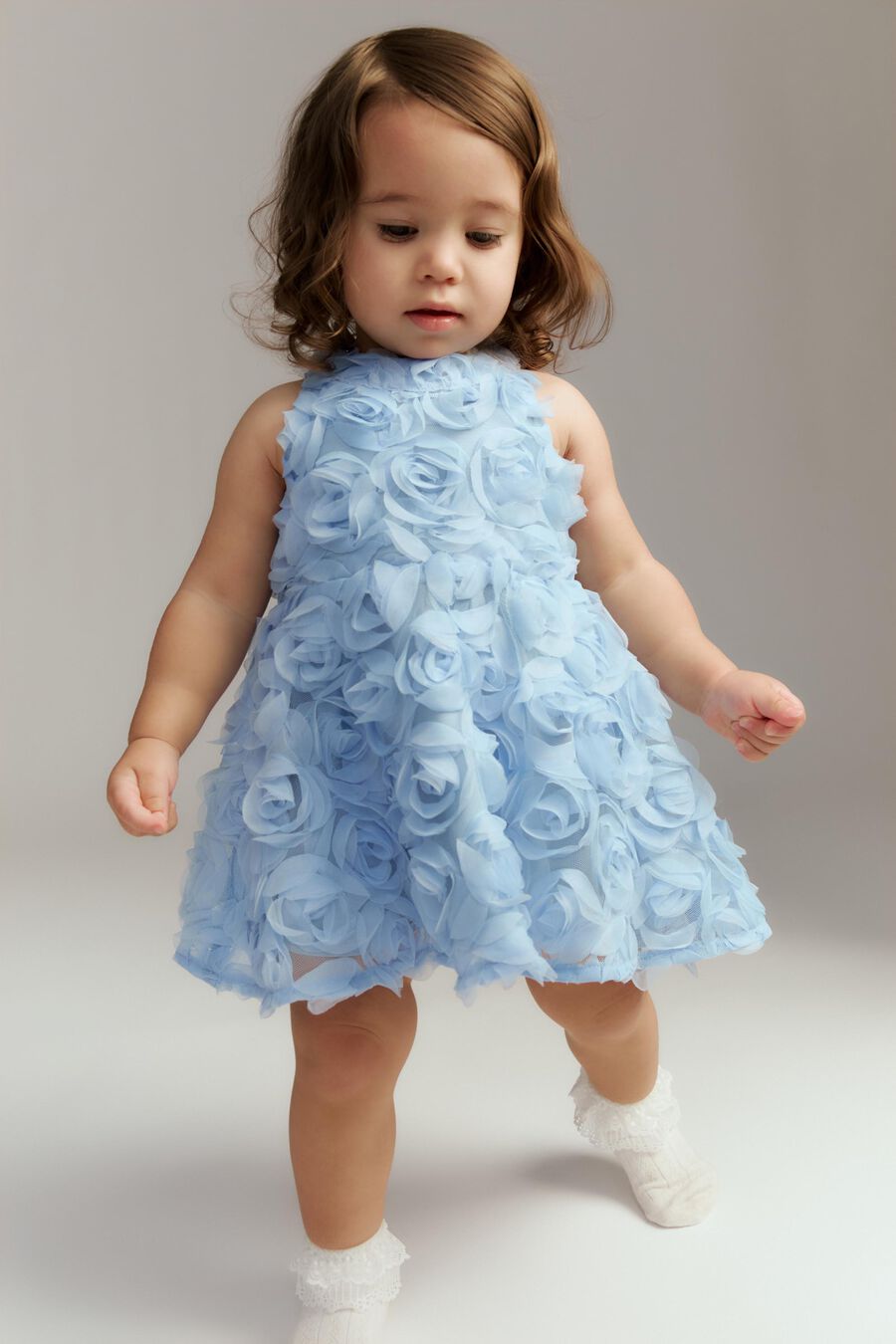 PIA ROSETTE DRESS in colour Blue