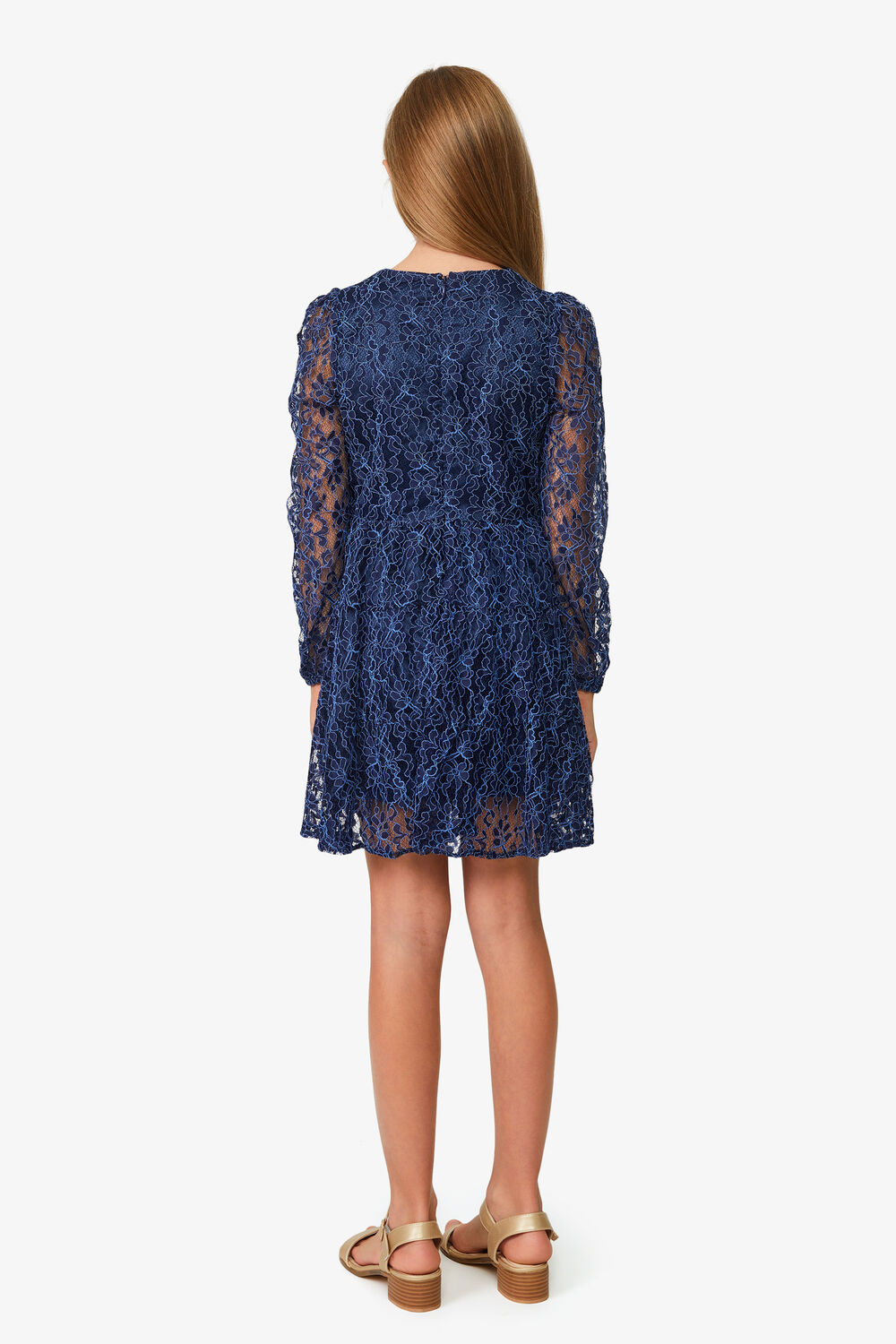 SIENNA TIERED LACE DRESS in colour BLACK IRIS