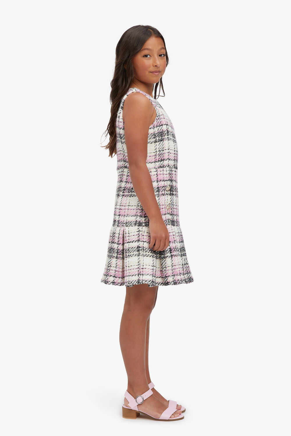 GIRLS THEKLA BOUCLE DRESS in colour HOT PINK