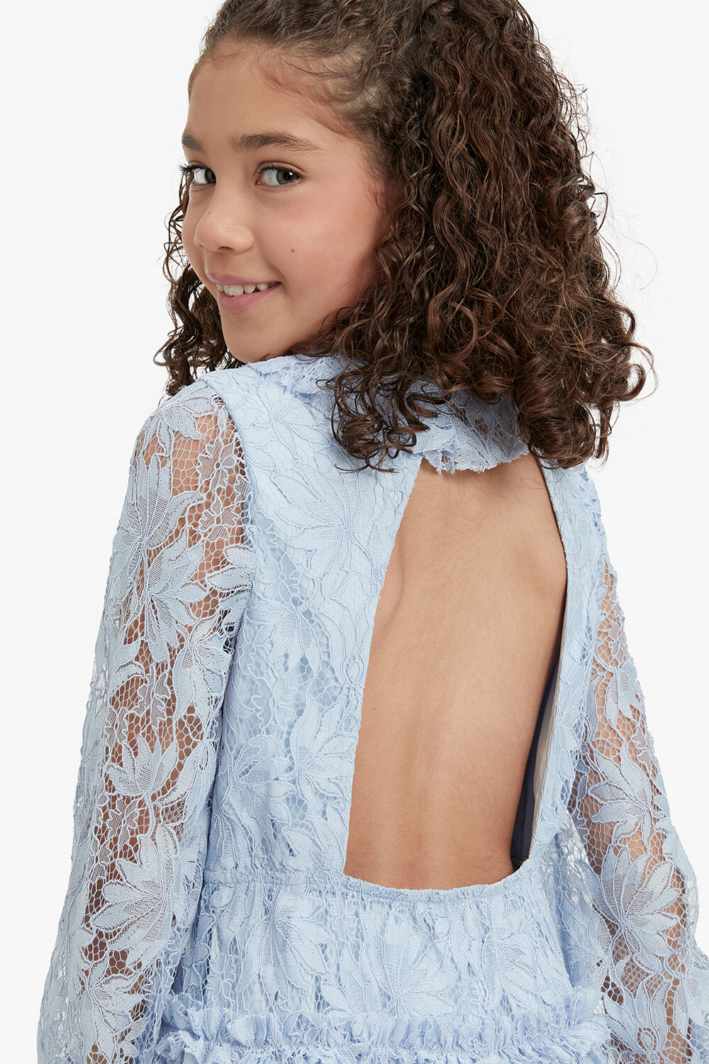 GIRLS MAGNOLIA LACE DRESS in colour CROWN BLUE