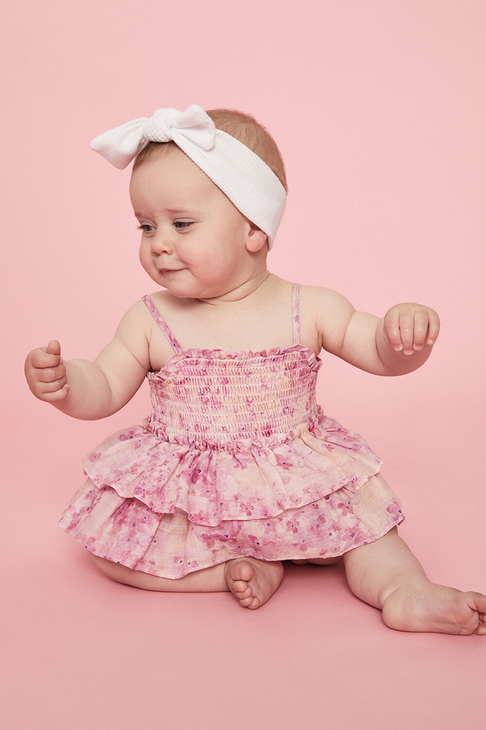 BABY GIRL lila floral grow in colour PEACH WHIP