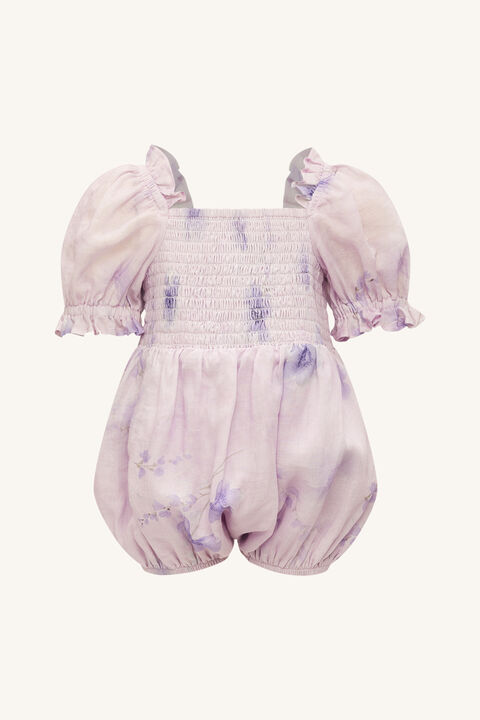 BABY GIRL SHIRRED FLORAL GROW in colour PETAL PINK