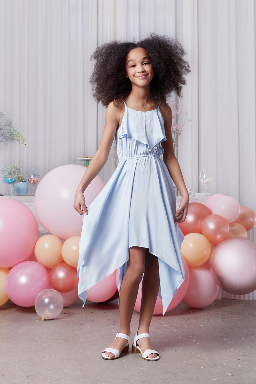 GIRLS ADDY HANKY DRESS in colour CROWN BLUE