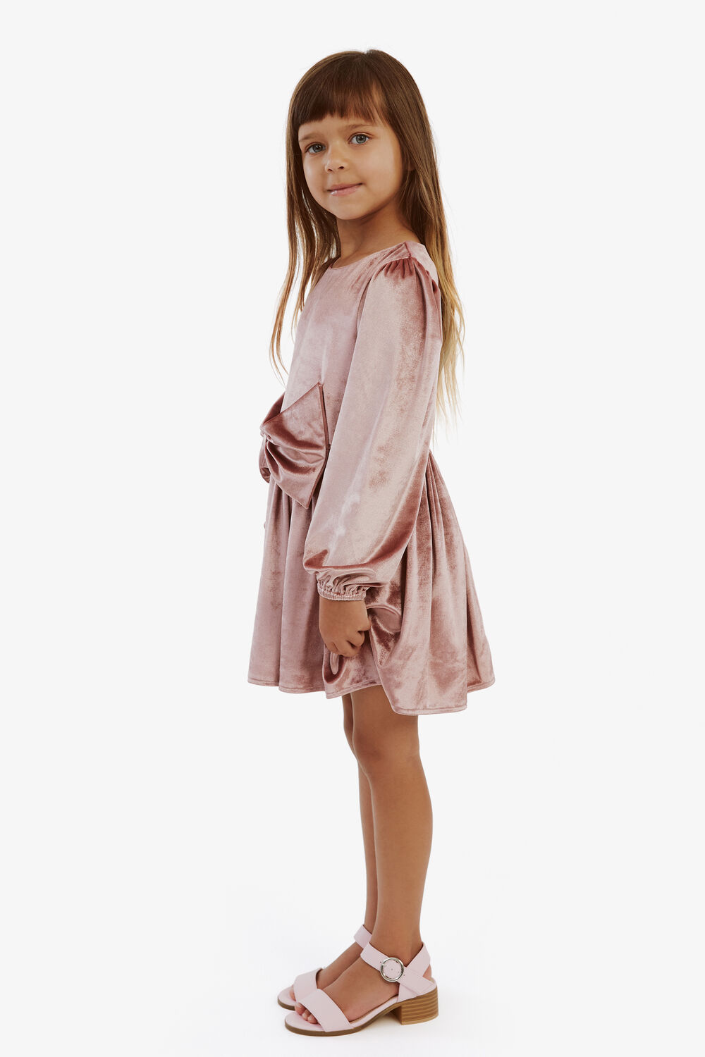 GIRLS LINDSEY VELOUR MINI DRESS in colour MELLOW ROSE