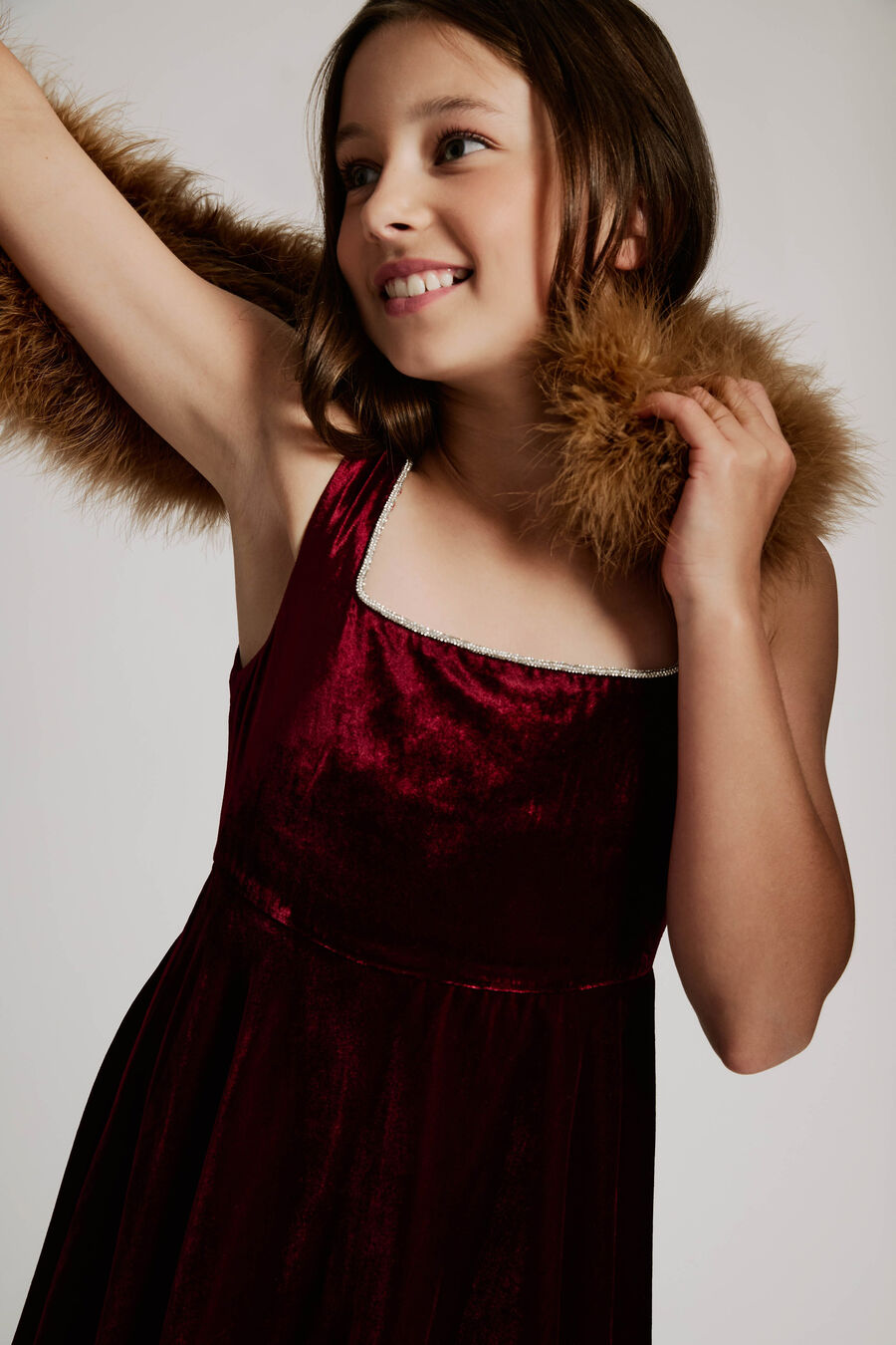 Girls Gracie Velour Mini Dress