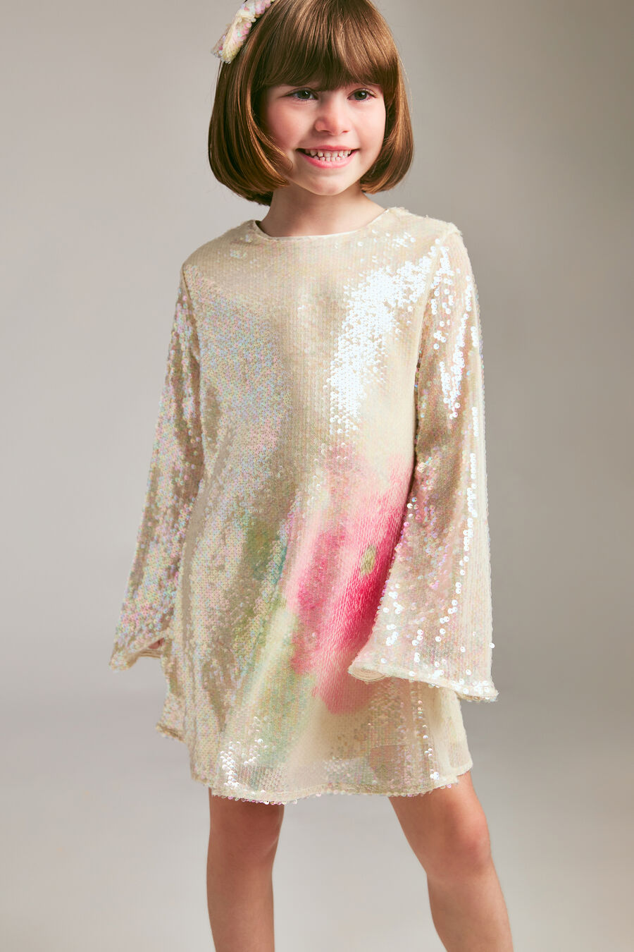 Girls Floral Sequin Dress