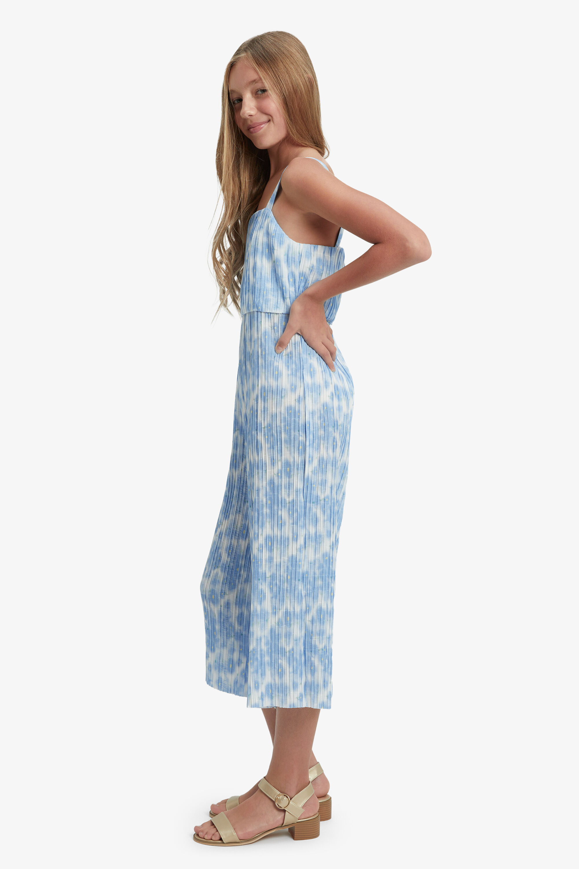 Baby blue floral jumpsuit best sale