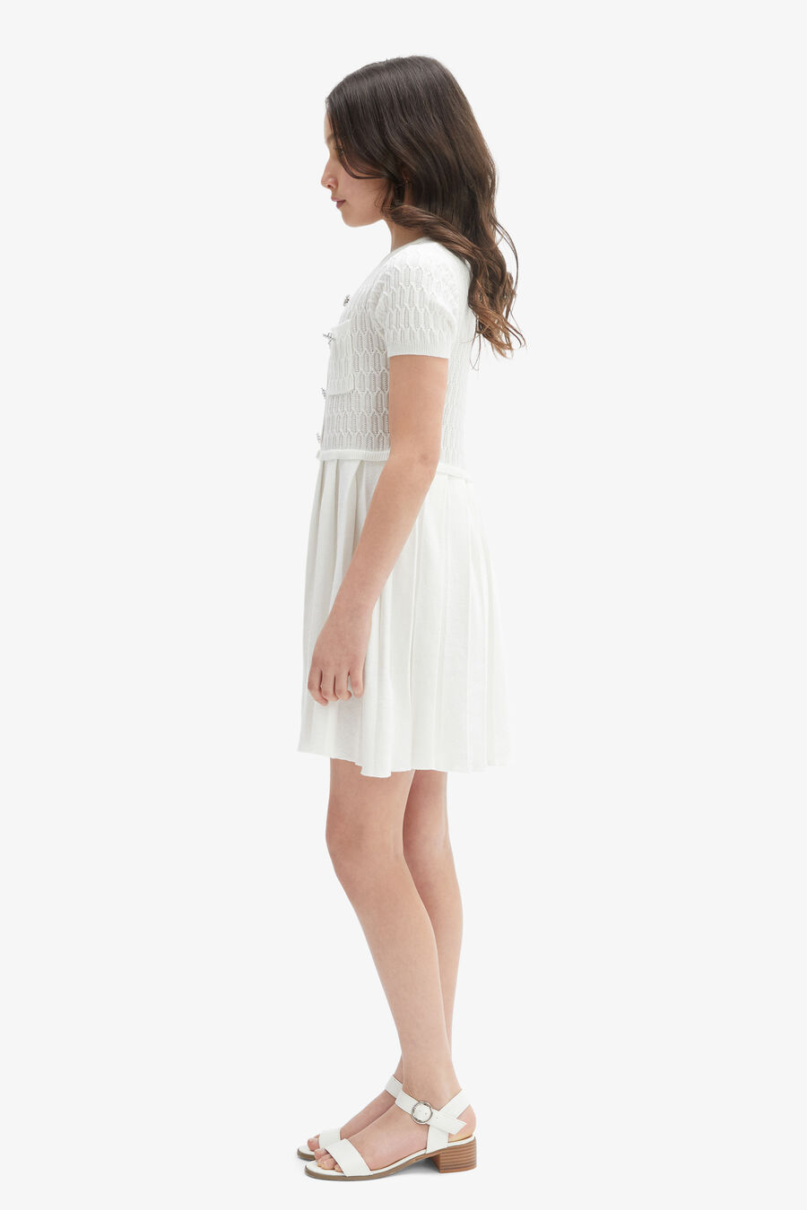 Girls Pleat Knit Mini Dress