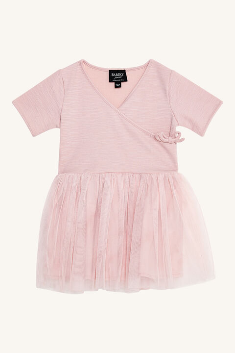 BABY GIRL WRAP BALLET DRESS in colour PALE DOGWOOD