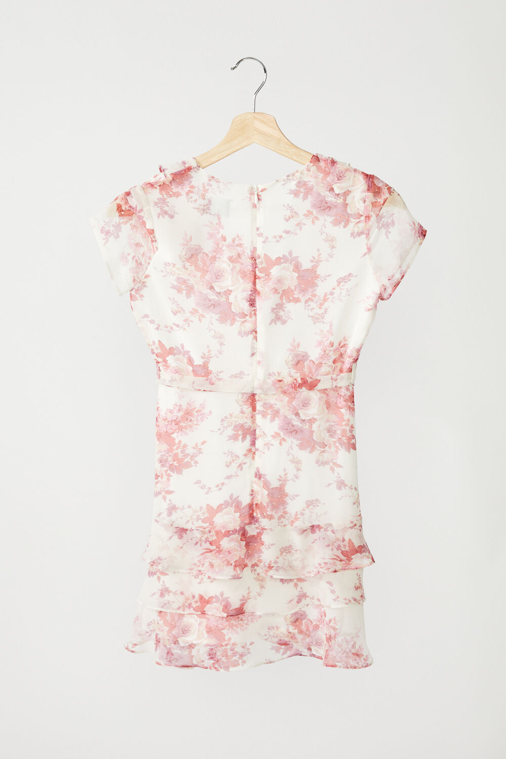 JUNIOR GIRL TRIPLE FRILL FLORAL DRESS in colour ROSEWATER