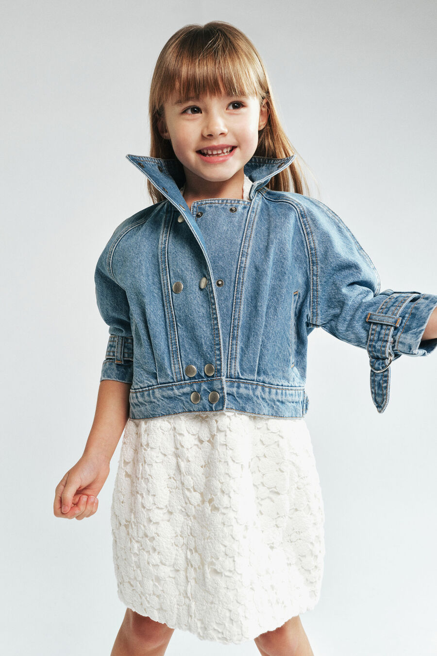 Girls Micah Funnel Neck Denim Jacket