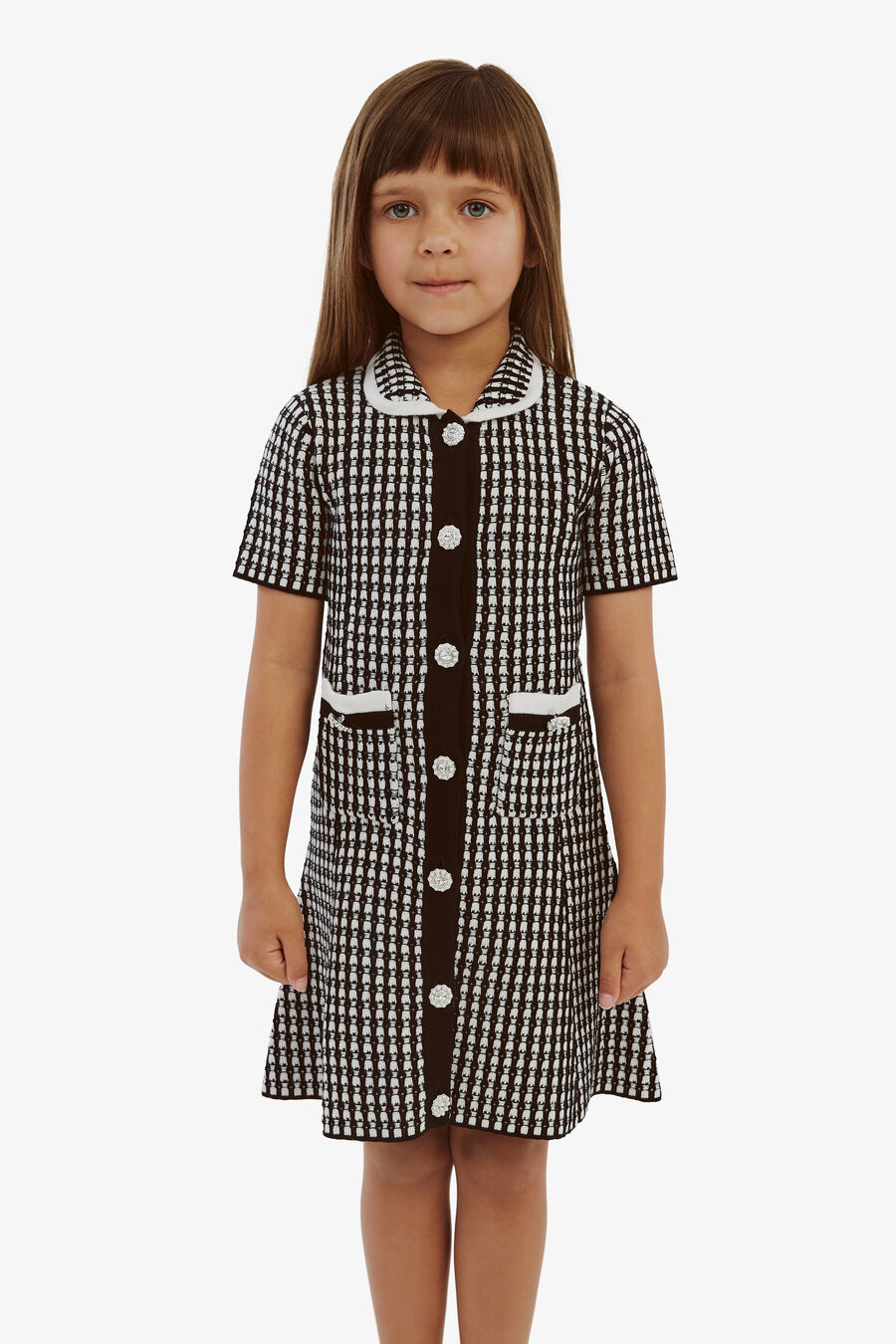 Girls Gingham Knit Dress