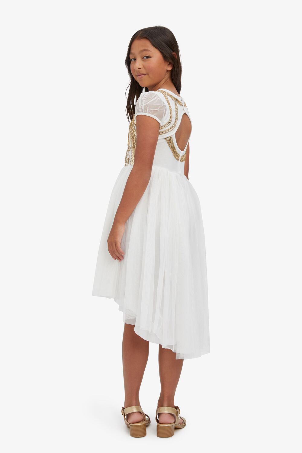 GIRLS TAYLOR SEQUIN DRESS in colour CLOUD DANCER