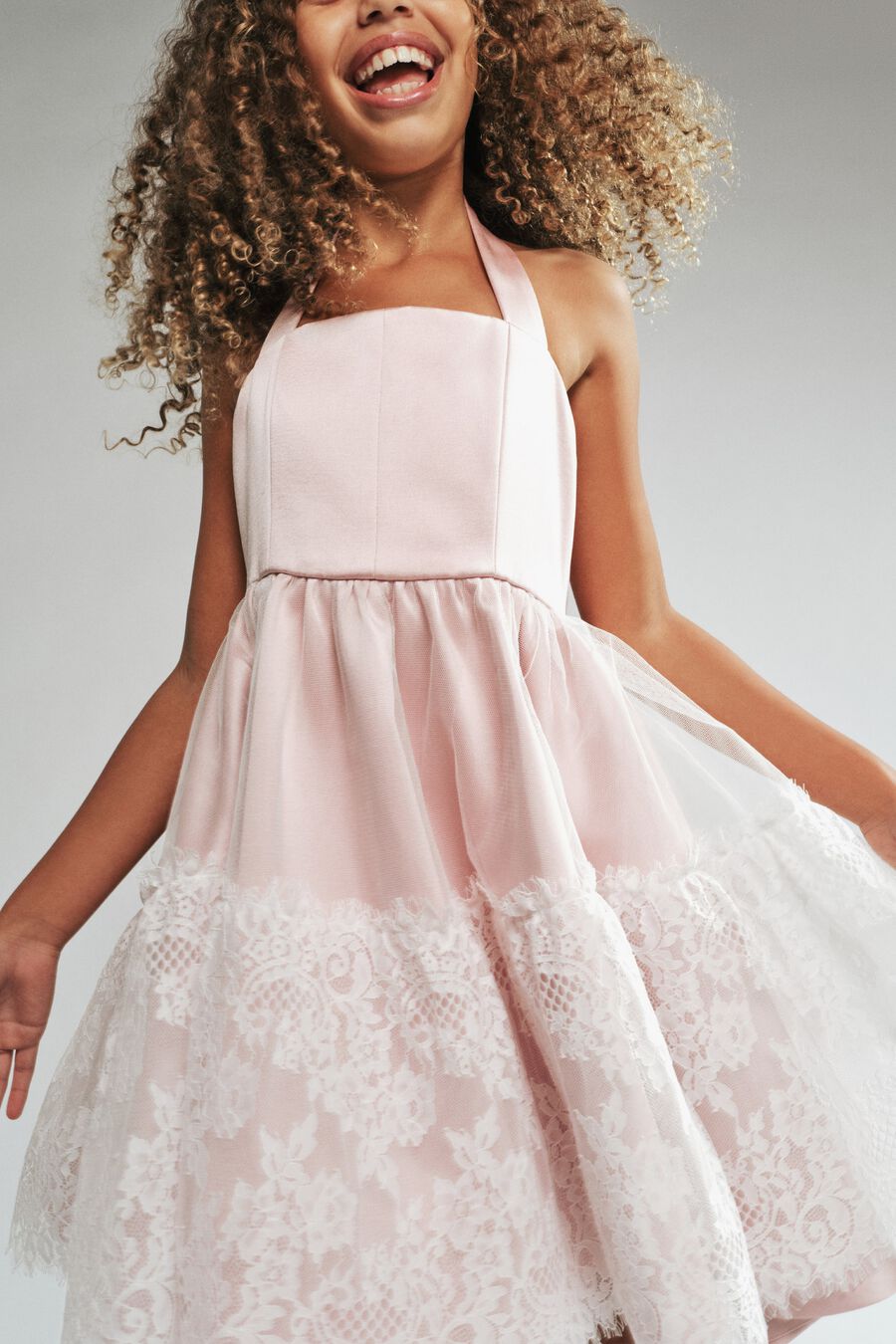 Girls Elizabeth Lace Trim Dress