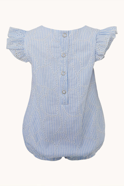 BABY GIRL MINI STRIPE BRODERIE GROW in colour BURNT OLIVE