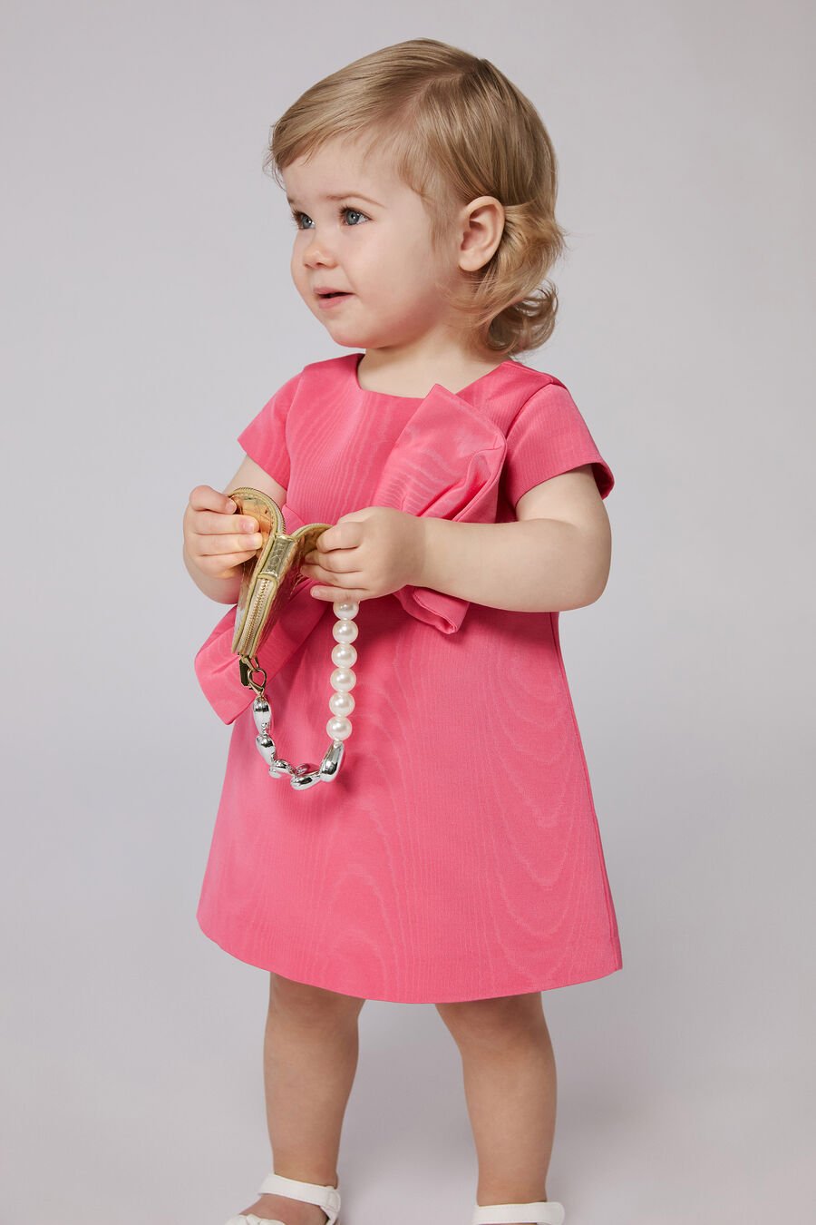 STEFANIA BOW MINI DRESS in colour BLISS PINK