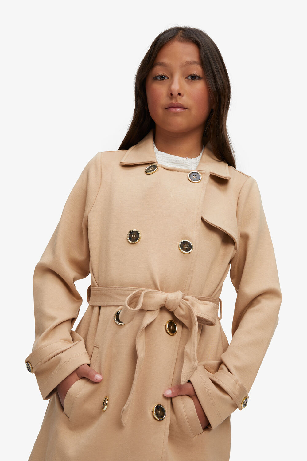 TWEEN GIRL PONTI TRENCH in colour MOONLIGHT