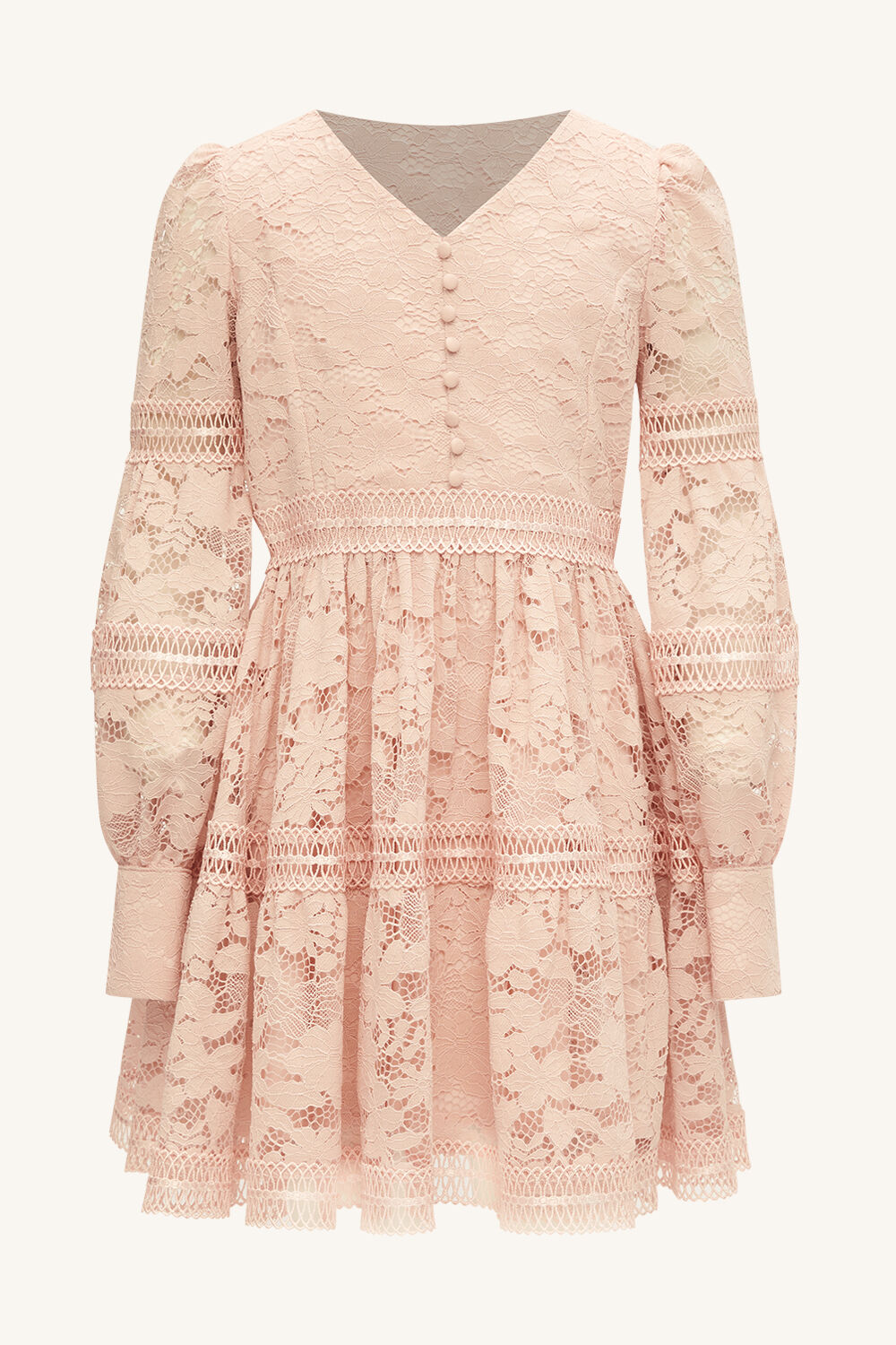 girls venice lace mini dress in soft pink in colour SOFT PINK