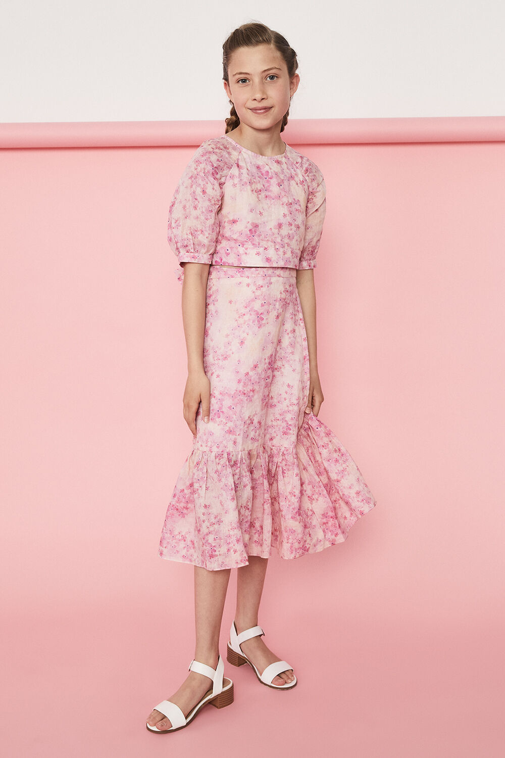 GIRLS ESSIE MAXI SKIRT in colour PEACH WHIP