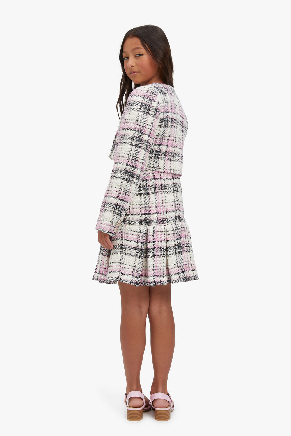 GIRLS THEKLA BOUCLE BLAZER in colour HOT PINK