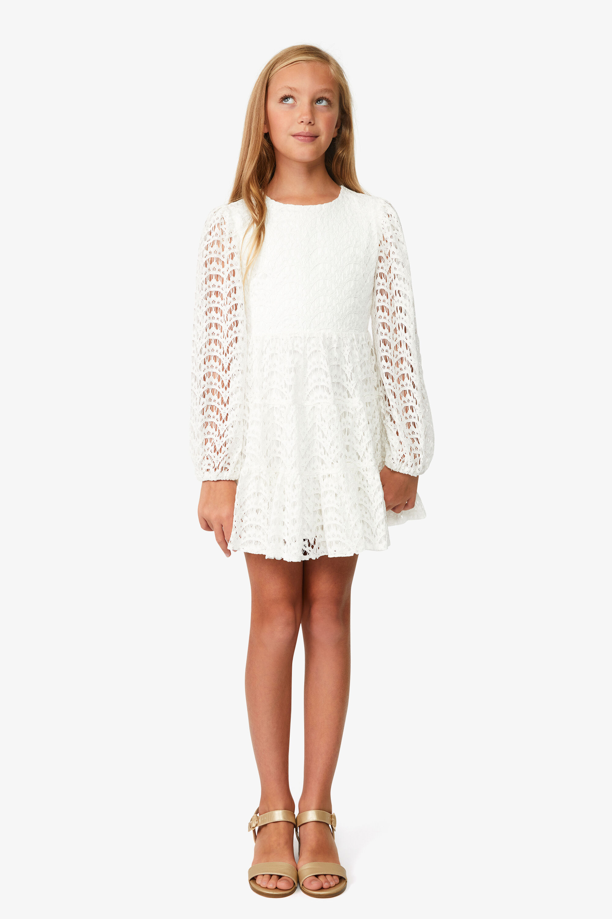 Girls Ella Lace Dress In Ivory Bardot Junior