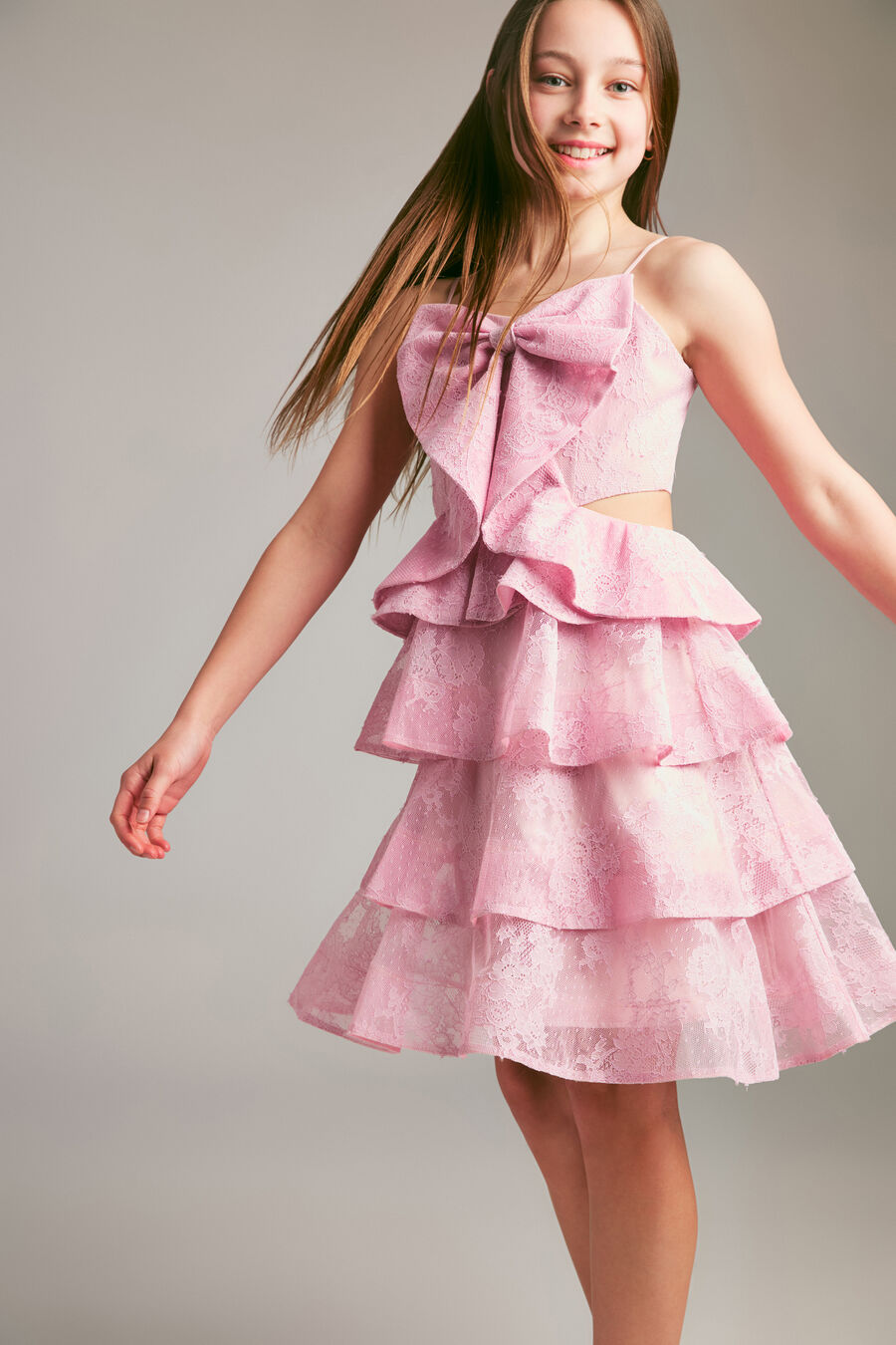 Girls Tulip Lace Midi Dress