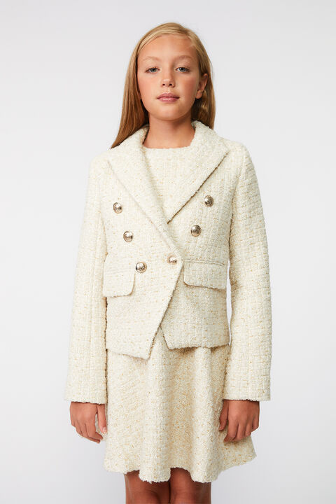 GIRLS ROMA BOUCLE BLAZER in colour PEARLED IVORY