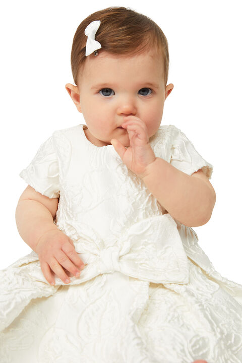 BABY GIRL MIRELA MINI BOW DRESS in colour CLOUD DANCER